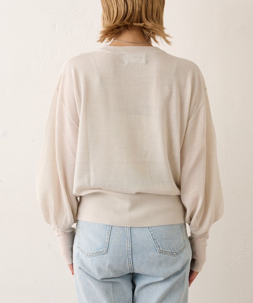 Omekashi（オメカシ）の「シアーボリュームスリーブニット（ニット/セーター・レディース・アイボリー/グレー/ピンク・FREE）」の13枚目の写真