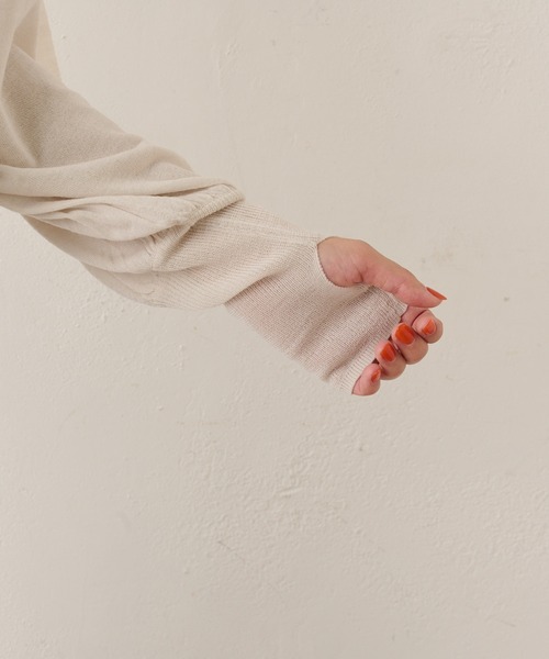 Omekashi（オメカシ）の「シアーボリュームスリーブニット（ニット/セーター・レディース・アイボリー/グレー/ピンク・FREE）」の15枚目の写真