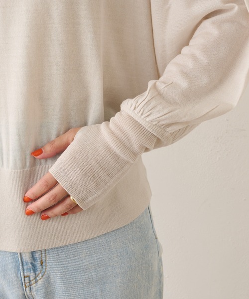 Omekashi（オメカシ）の「シアーボリュームスリーブニット（ニット/セーター・レディース・アイボリー/グレー/ピンク・FREE）」の16枚目の写真