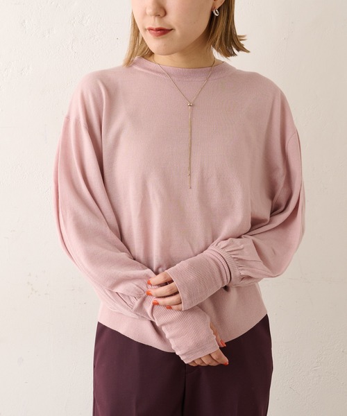 Omekashi（オメカシ）の「シアーボリュームスリーブニット（ニット/セーター・レディース・アイボリー/グレー/ピンク・FREE）」の18枚目の写真