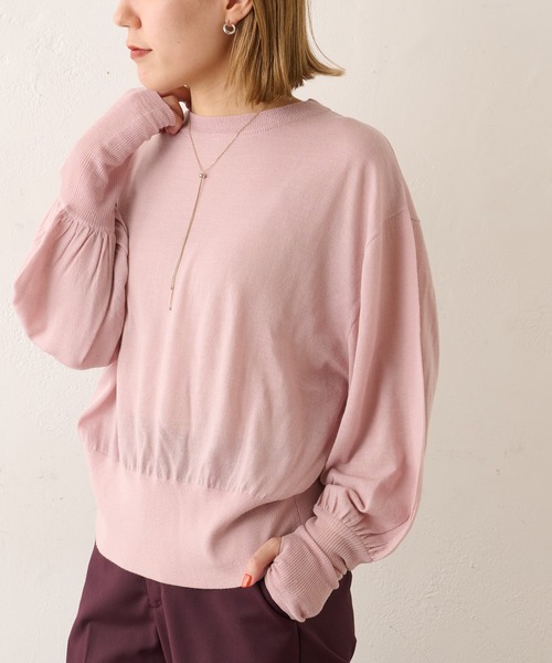 Omekashi（オメカシ）の「シアーボリュームスリーブニット（ニット/セーター・レディース・アイボリー/グレー/ピンク・FREE）」の20枚目の写真