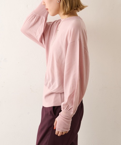 Omekashi（オメカシ）の「シアーボリュームスリーブニット（ニット/セーター・レディース・アイボリー/グレー/ピンク・FREE）」の21枚目の写真