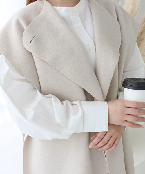 MODE ROBE（モードローブ）の「サイドオープンオーバーサイズジレ（ベスト・レディース・ブラック/アイボリー・FREE）」の12枚目の写真