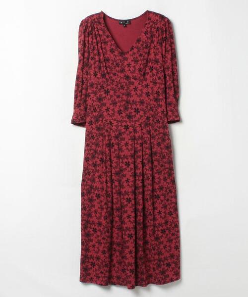 アニエスベー JGI2 ROBE フラワープリントワンピース Aライン 総柄 アニエスベー JGI2 ROBE フラワープリントワンピース Aライン 総