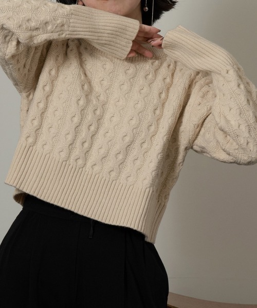 I_am(アイアム)の「balance short round knit(ニット/セーター・レディース・カーキ/アイボリー/モカ・FREE)」の20枚目の写真