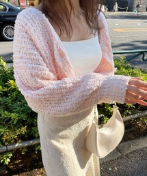 特別な存在感 ポンポンヤーンニットカーディガン