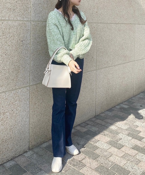 one after another NICE CLAUP（ワンアフターアナザーナイスクラップ）の「特別な存在感　ポンポンヤーンニットカーディガン（カーディガン/ボレロ・レディース・ライトグレー/ライトグリーン/アイボリー/ライトピンク・FREE）」の17枚目の写真