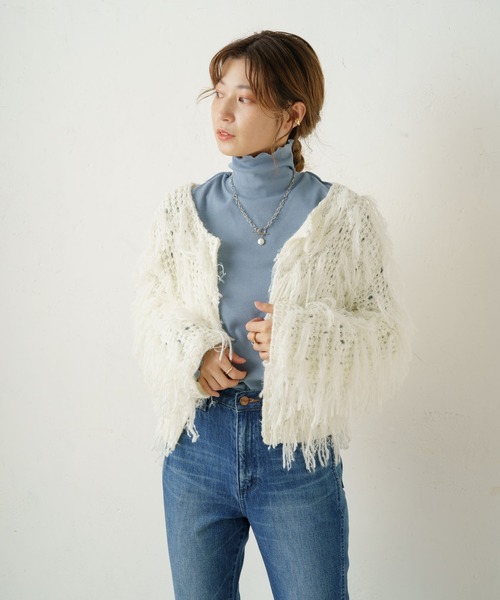 Kastane(カスタネ)の「ハイネックリブロンT(Tシャツ/カットソー・レディース・ブルー/アイボリー/ダークブラウン・FREE)」の16枚目の写真