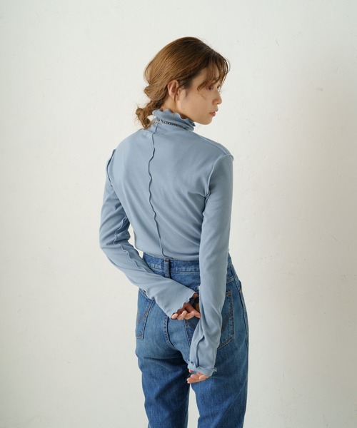 Kastane(カスタネ)の「ハイネックリブロンT(Tシャツ/カットソー・レディース・ブルー/アイボリー/ダークブラウン・FREE)」の22枚目の写真