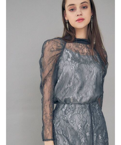 MERCURYDUO（マーキュリーデュオ）の「2WAYリボンパワショルレースブラウス（シャツ/ブラウス・レディース・ネイビー/オフホワイト/ラベンダー・FREE）」の4枚目の写真