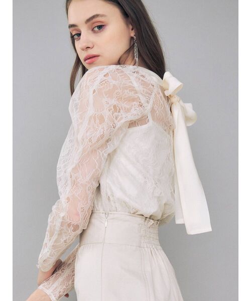 MERCURYDUO（マーキュリーデュオ）の「2WAYリボンパワショルレースブラウス（シャツ/ブラウス・レディース・ネイビー/オフホワイト/ラベンダー・FREE）」の10枚目の写真