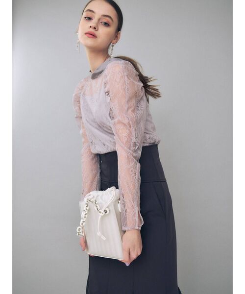 MERCURYDUO（マーキュリーデュオ）の「2WAYリボンパワショルレースブラウス（シャツ/ブラウス・レディース・ネイビー/オフホワイト/ラベンダー・FREE）」の14枚目の写真