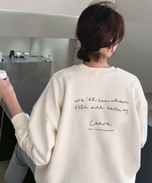 Dalfwin | 2022AW スウェット 韓国スウェット leave筆記体ロゴスウェット トレーナー オーバーサイズ レディーストップス(スウェット)