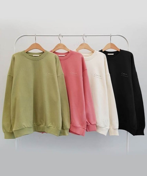 Dalfwin(ダールフィン)の「韓国ファッションleave筆記体ロゴスウェット(スウェット・レディース・ネイビー/ピンク/クリーム/グリーン系その他・FREE)」の13枚目の写真