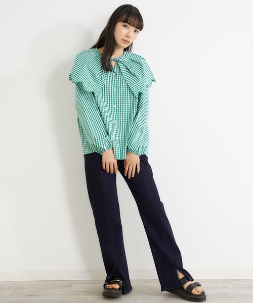 MILKFED.(ミルクフェド)の「DENIM SLIT PANTS(デニムパンツ・レディース・ホワイト/インディゴブルー/ライトインディゴブルー・XS/S/M)」の8枚目の写真