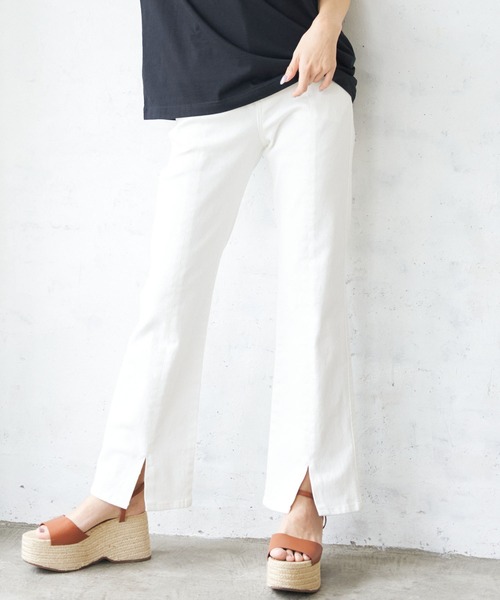 MILKFED.(ミルクフェド)の「DENIM SLIT PANTS(デニムパンツ・レディース・ホワイト/インディゴブルー/ライトインディゴブルー・XS/S/M)」の15枚目の写真