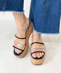 厚底クリアミュールサンダル