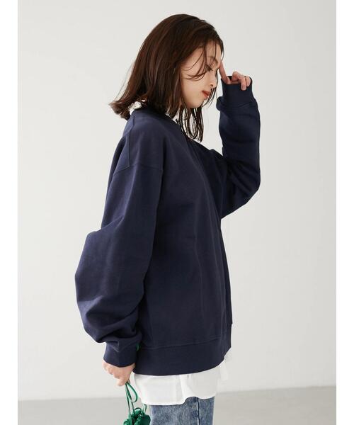 Green　Parks（グリーンパークス）の「オーバーサイズ裏毛トレーナー＊（スウェット・レディース・ミント/グレー系その他/サックスブルー/ネイビー・FREE）」の5枚目の写真