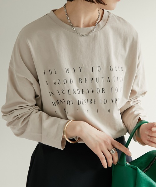 DISCOAT（ディスコート）の「レターロゴロングTシャツ（Tシャツ/カットソー・レディース・チャコールグレー/オフホワイト/ライトグレー・FREE）」の3枚目の写真