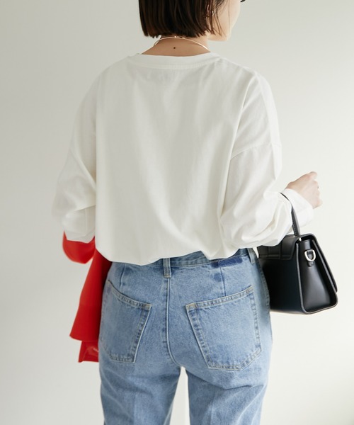 DISCOAT（ディスコート）の「レターロゴロングTシャツ（Tシャツ/カットソー・レディース・チャコールグレー/オフホワイト/ライトグレー・FREE）」の10枚目の写真