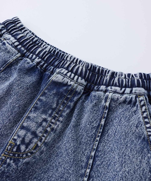 X-girl（エックスガール）の「CHEMICAL WASH EASY HALF PANTS/ケミカルウォッシュ　ハーフイージーパンツ（デニムパンツ・レディース・ブラック/インディゴブルー・XS/M/S）」の4枚目の写真