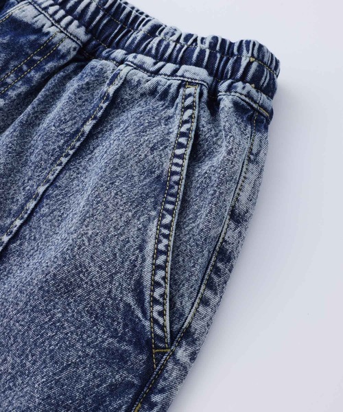 X-girl（エックスガール）の「CHEMICAL WASH EASY HALF PANTS/ケミカルウォッシュ　ハーフイージーパンツ（デニムパンツ・レディース・ブラック/インディゴブルー・XS/M/S）」の6枚目の写真