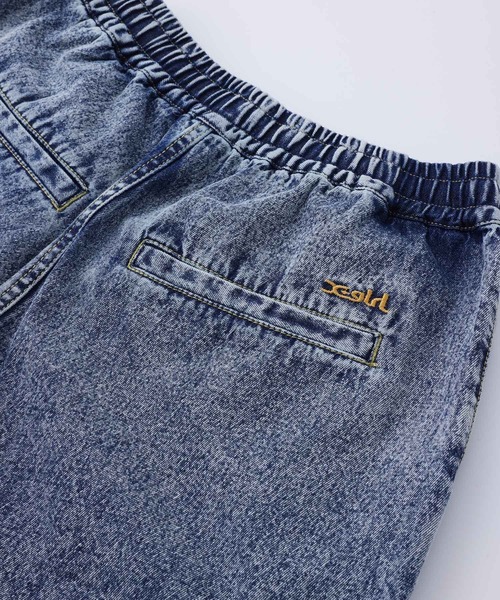 X-girl（エックスガール）の「CHEMICAL WASH EASY HALF PANTS/ケミカルウォッシュ　ハーフイージーパンツ（デニムパンツ・レディース・ブラック/インディゴブルー・XS/M/S）」の8枚目の写真