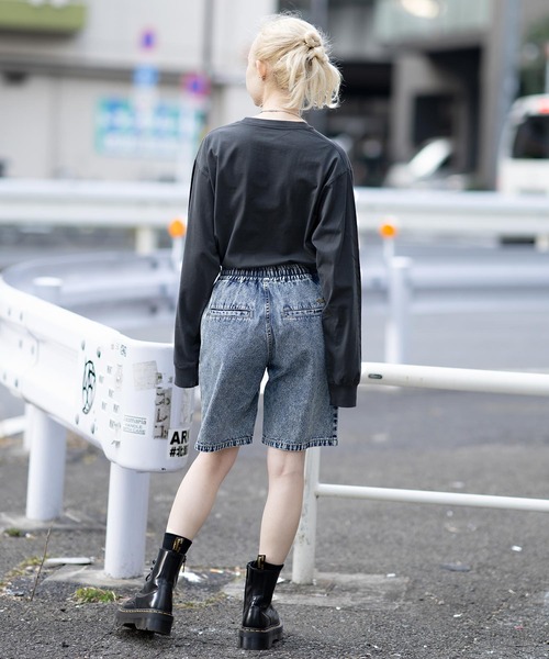 X-girl（エックスガール）の「CHEMICAL WASH EASY HALF PANTS