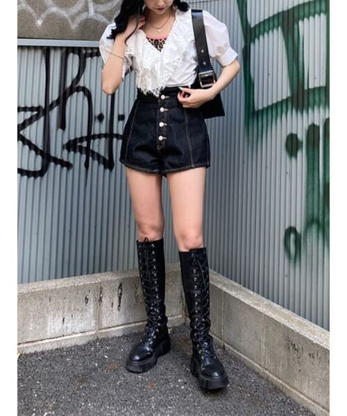 jouetie（ジュエティ）の「カシュクールコットンレースブラウス（シャツ/ブラウス・レディース・ブラック/オフホワイト/ピンク・MEDIUM）」の6枚目の写真