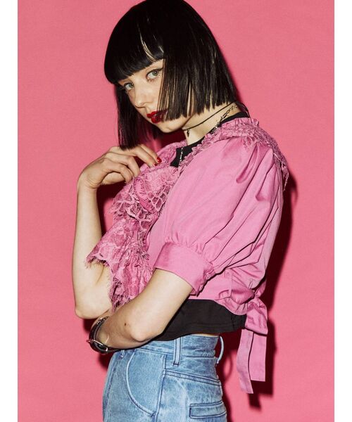 jouetie（ジュエティ）の「カシュクールコットンレースブラウス（シャツ/ブラウス・レディース・ブラック/オフホワイト/ピンク・MEDIUM）」の10枚目の写真