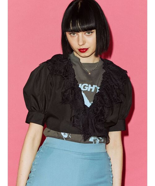 jouetie（ジュエティ）の「カシュクールコットンレースブラウス（シャツ/ブラウス・レディース・ブラック/オフホワイト/ピンク・MEDIUM）」の13枚目の写真