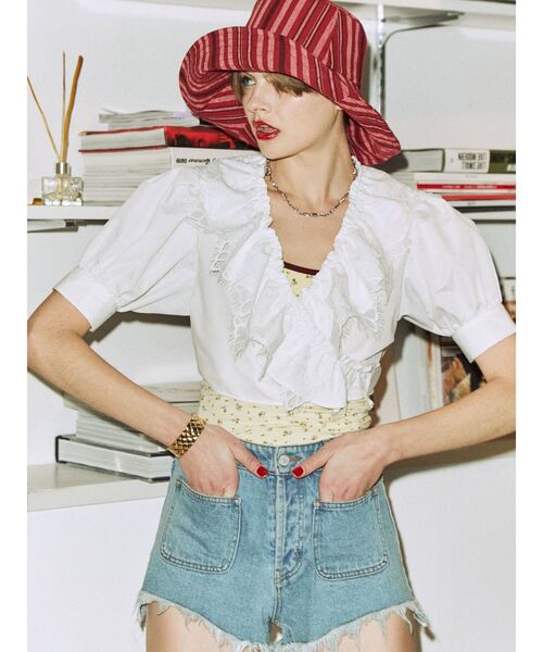 jouetie（ジュエティ）の「カシュクールコットンレースブラウス（シャツ/ブラウス・レディース・ブラック/オフホワイト/ピンク・MEDIUM）」の20枚目の写真