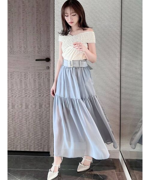 RESEXXY（リゼクシー）の「シアースリットスカート（スカート・レディース・ブラック/ホワイト/ブルー・FREE）」の4枚目の写真