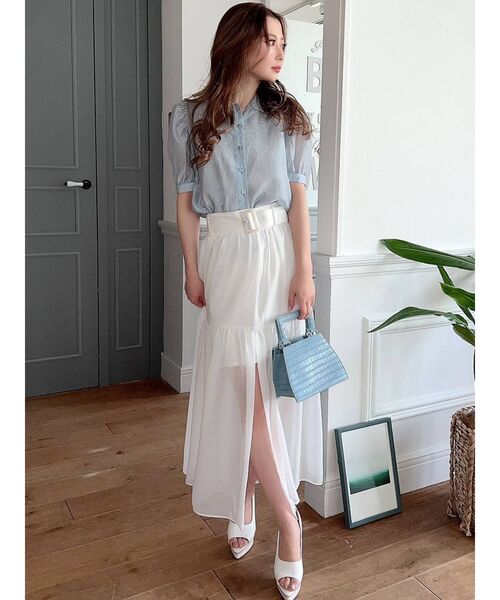 RESEXXY（リゼクシー）の「シアースリットスカート（スカート・レディース・ブラック/ホワイト/ブルー・FREE）」の11枚目の写真