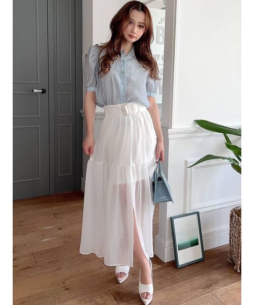 RESEXXY（リゼクシー）の「シアースリットスカート（スカート・レディース・ブラック/ホワイト/ブルー・FREE）」の13枚目の写真