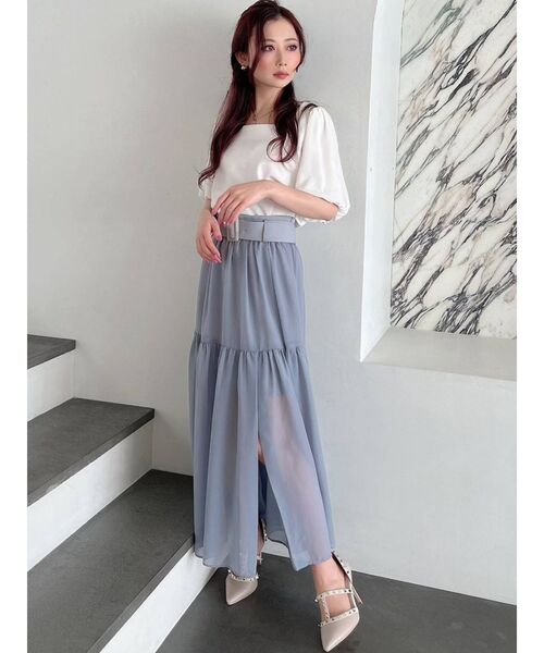 RESEXXY（リゼクシー）の「シアースリットスカート（スカート・レディース・ブラック/ホワイト/ブルー・FREE）」の15枚目の写真