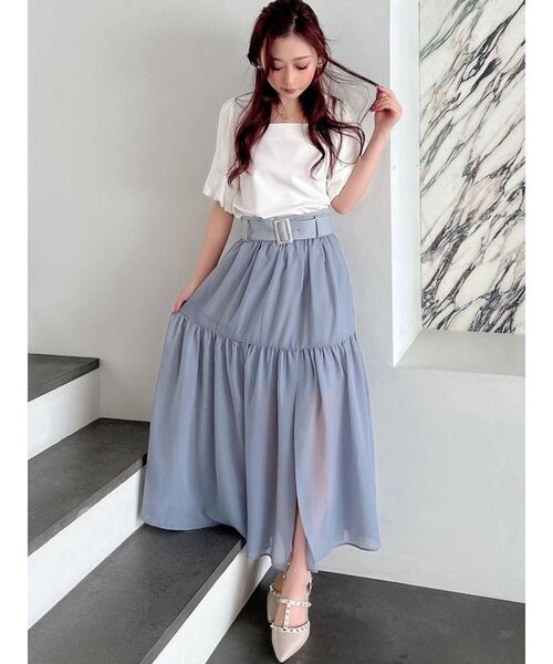 RESEXXY（リゼクシー）の「シアースリットスカート（スカート・レディース・ブラック/ホワイト/ブルー・FREE）」の16枚目の写真