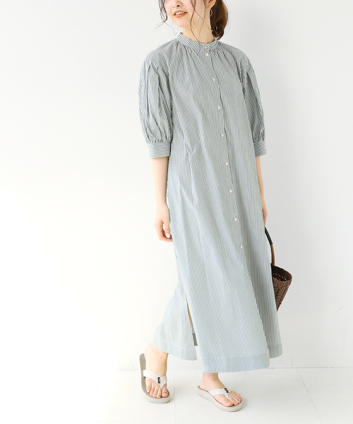 B.C STOCK（ベーセーストック）の「タックスリーブシャツワンピース（ワンピース・レディース・イエロー/グリーン/ホワイト/ブルー・FREE）」の9枚目の写真