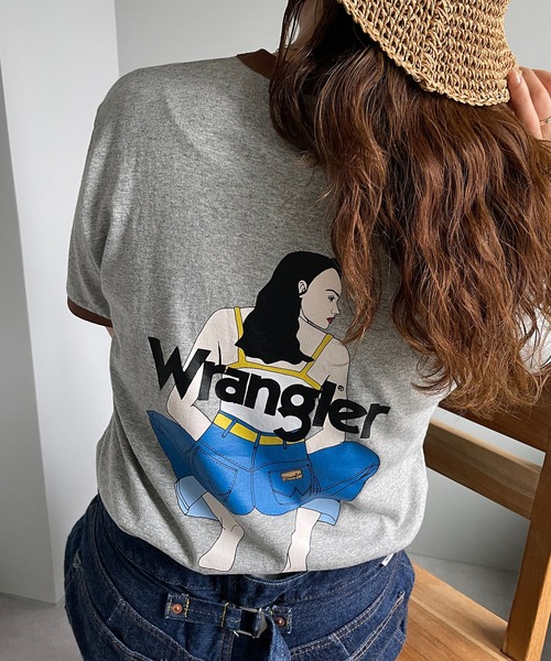 Wrangler（ラングラー）の「【Wrangler/ラングラー】 GIRL TSHWT7029（Tシャツ/カットソー・メンズ・グレー/ホワイト・MEDIUM/LARGE）」の4枚目の写真