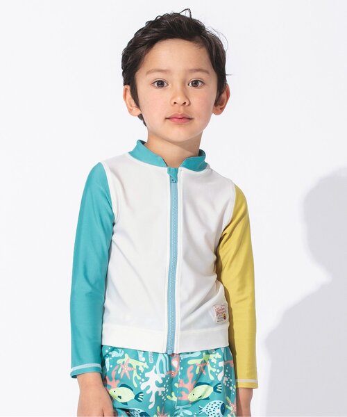 BREEZE（ブリーズ）の「長袖前開きラッシュガード＿UVカット（ラッシュガード・キッズ・ピンク/サックスブルー/ネイビー/レインボー/ライム・130/140/110/120/80/90/100）」の5枚目の写真