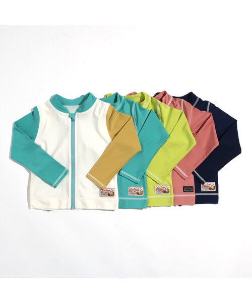 BREEZE（ブリーズ）の「長袖前開きラッシュガード＿UVカット（ラッシュガード・キッズ・ピンク/サックスブルー/ネイビー/レインボー/ライム・130/140/110/120/80/90/100）」の18枚目の写真
