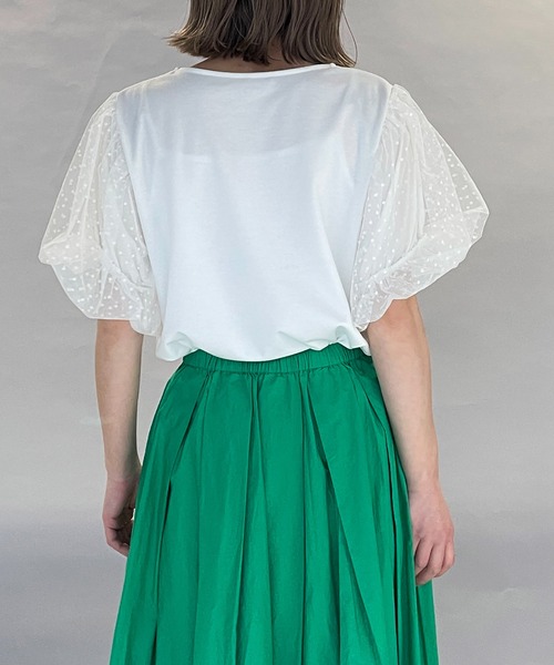 PICCIN(ピッチン)の「袖ドットチュールカットプルオーバー(Tシャツ/カットソー・レディース・ブラック/オフホワイト・M/L)」の5枚目の写真