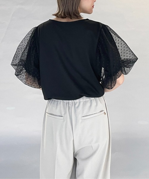 PICCIN(ピッチン)の「袖ドットチュールカットプルオーバー(Tシャツ/カットソー・レディース・ブラック/オフホワイト・M/L)」の16枚目の写真