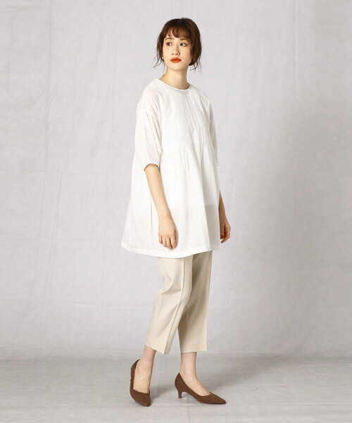 Comme　Ca　Mature（コムサマチュア）の「＜ウォッシャブル＞２ＷＡＹ　インド綿チュニック（チュニック・レディース・ホワイト/ブラック/サックスブルー・FREE）」の4枚目の写真