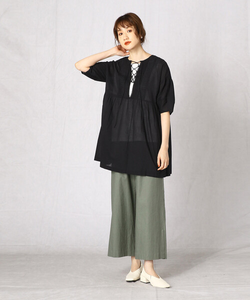 Comme　Ca　Mature（コムサマチュア）の「＜ウォッシャブル＞２ＷＡＹ　インド綿チュニック（チュニック・レディース・ホワイト/ブラック/サックスブルー・FREE）」の6枚目の写真