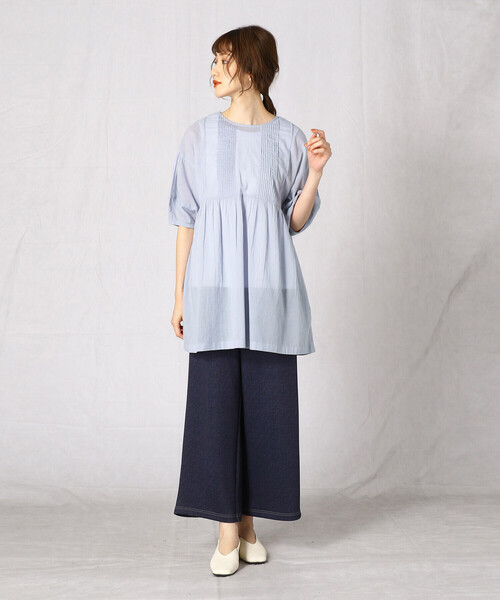 Comme　Ca　Mature（コムサマチュア）の「＜ウォッシャブル＞２ＷＡＹ　インド綿チュニック（チュニック・レディース・ホワイト/ブラック/サックスブルー・FREE）」の9枚目の写真