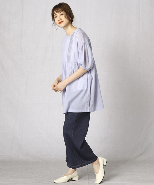 Comme　Ca　Mature（コムサマチュア）の「＜ウォッシャブル＞２ＷＡＹ　インド綿チュニック（チュニック・レディース・ホワイト/ブラック/サックスブルー・FREE）」の10枚目の写真