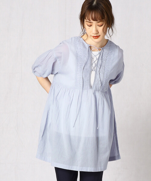 Comme　Ca　Mature（コムサマチュア）の「＜ウォッシャブル＞２ＷＡＹ　インド綿チュニック（チュニック・レディース・ホワイト/ブラック/サックスブルー・FREE）」の13枚目の写真