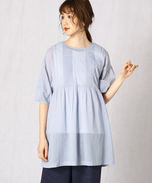 Comme　Ca　Mature（コムサマチュア）の「＜ウォッシャブル＞２ＷＡＹ　インド綿チュニック（チュニック・レディース・ホワイト/ブラック/サックスブルー・FREE）」の14枚目の写真