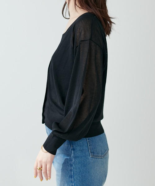 natural couture(ナチュラルクチュール)の「WEB限定/ほんのりシアーカーディガン+タンクセット(カーディガン/ボレロ・レディース・アイボリー/ブラック/グリーン/サックスブルー/ピンク・FREE)」の20枚目の写真